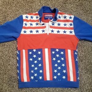 CHUBBIES Sweatshirt Men's Size M. Red White & Blue. Quarter zip- Made In The USA